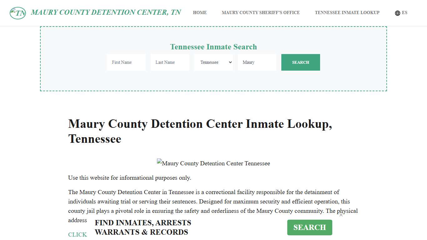 Maury County Detention Center, TN Inmate Roster, Offender Search