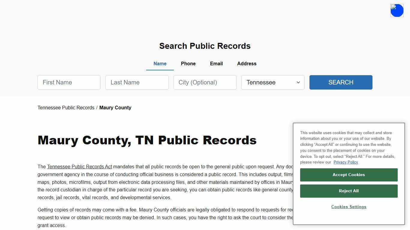 Maury County, TN Public Court, Arrest and Inmate Records - ThePublicIndex