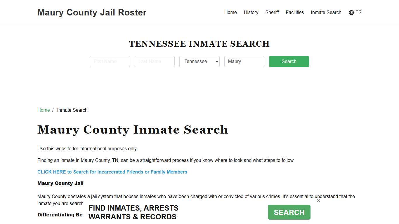 Maury County, TN Detainee Lookup